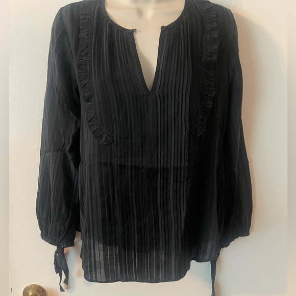 TRYB Navy pleated blouse XS - Picture 2 of 4
